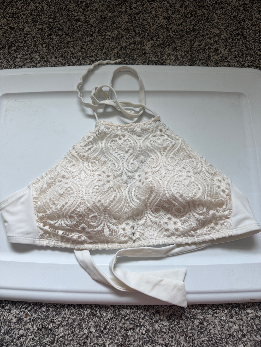 Target White Crochet High Neck Bikini Top